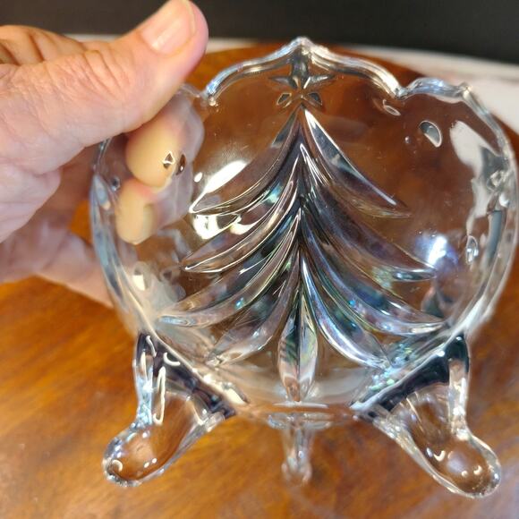 Mikasa Holiday Evergreen Emerald 3-Footed 6" Open Candy Dish Bowl‎ - Picture 3 of 10